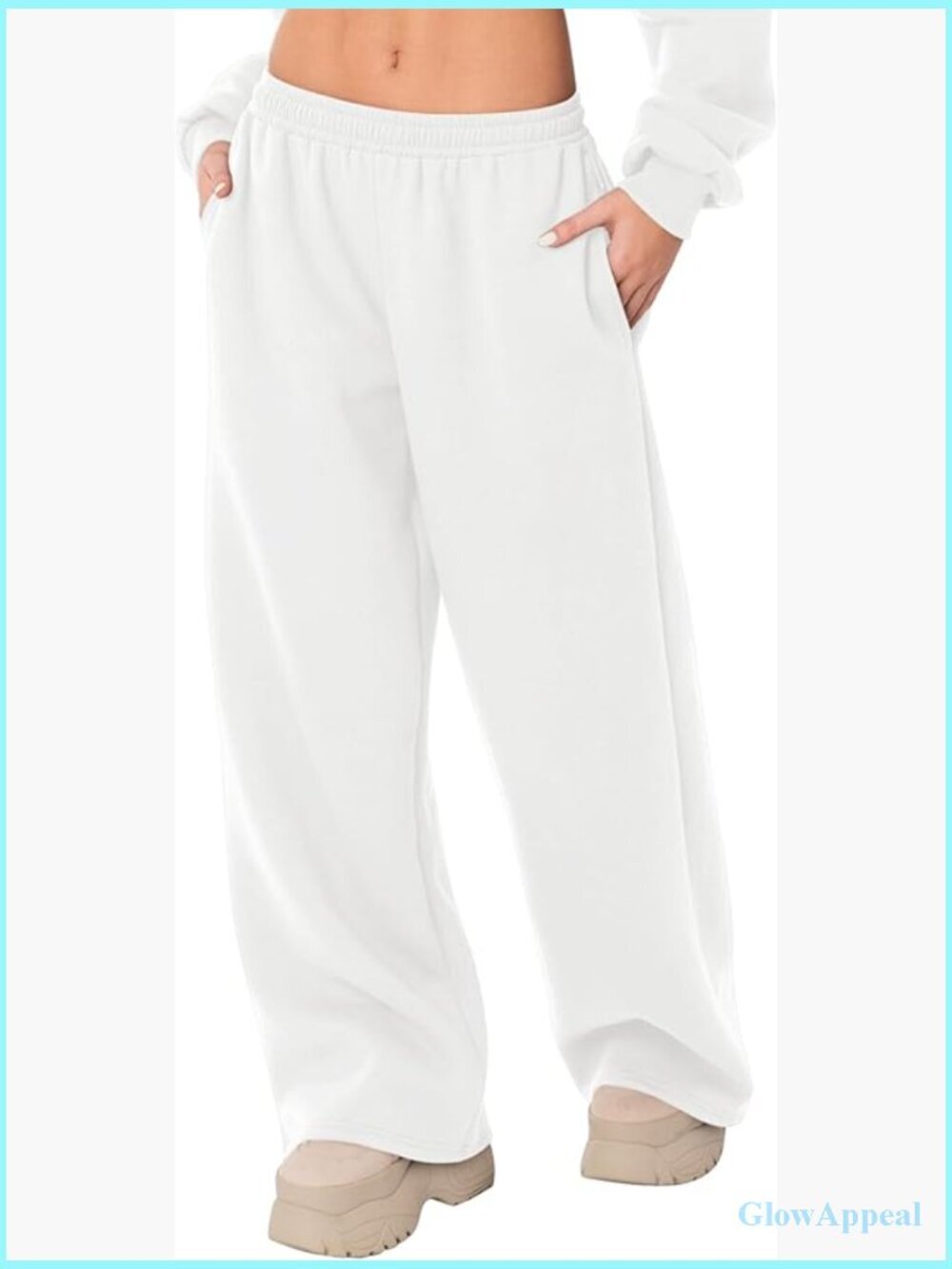 Wide Leg Sweatpants Low Rise Fleece Baggy Joggers with Pockets